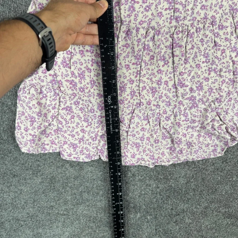 Art Class Skirt Girls Size S (6/7) Purple Floral Tiered Rayon Elastic Waist Boho